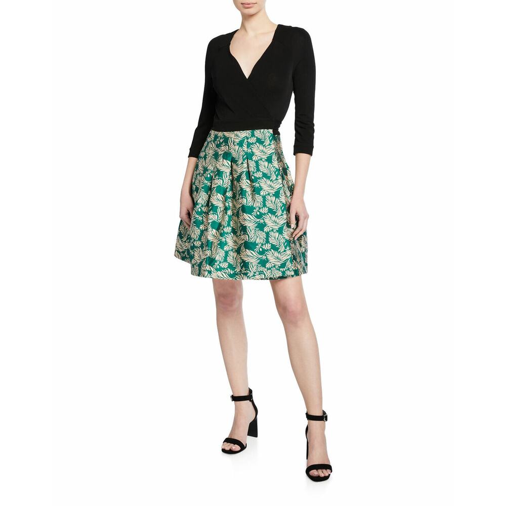 NWT Diane Von Furstenberg DVF Size 12 Wrap Dress Arcadia Pine Black Green $548